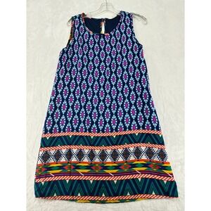 Peach Love California Dress Womens Medium Multicolor Geometric Tribal Print